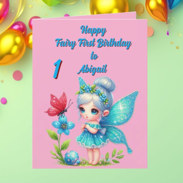 Fairy First Photo KIds  BIrthday Greeting Card (Creator Uploaded)