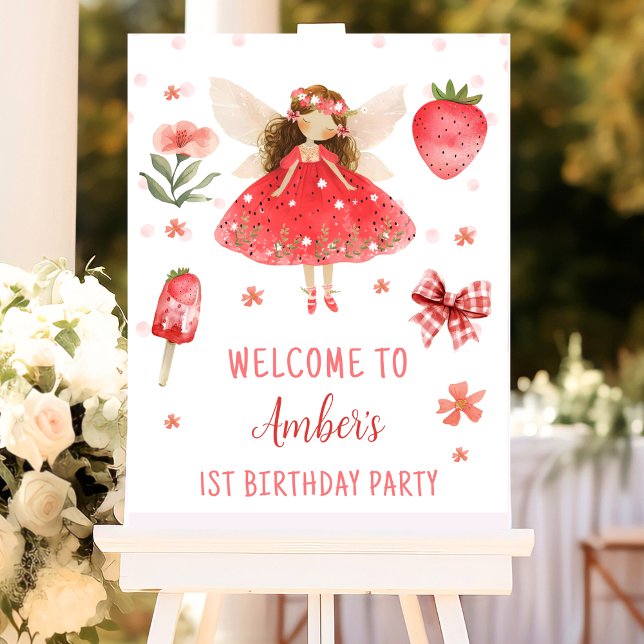 Fairy First Strawberry Birthday Welcome Foam Board (Creator Uploaded)