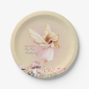 Fairy First Theme Cute Girl's 1st Birthday Party Paper Plates