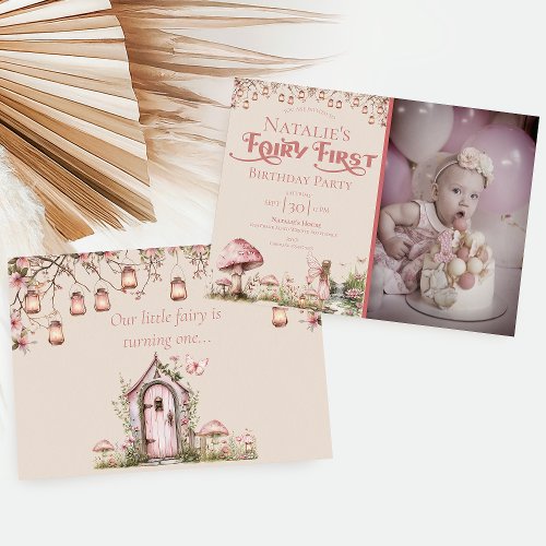 Fairy First Theme Girls 1st Birthday Party Custom Invitation