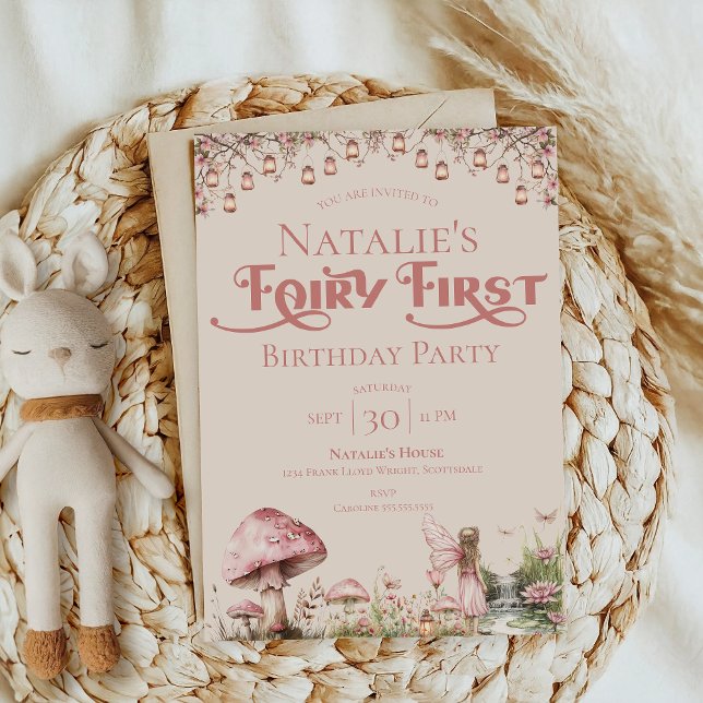 Fairy First Theme Girl's 1st Birthday Party Custom Invitation (Creator Uploaded)