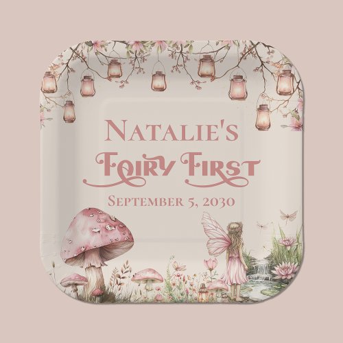 Fairy First Theme Girls 1st Birthday Party Custom Paper Plates