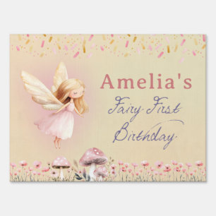 Fairy First Theme Girl's 1st Birthday Party Custom Sign