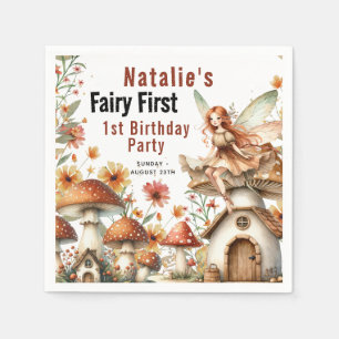 Fairy First Theme Girl's 1st Birthday Party Napkins