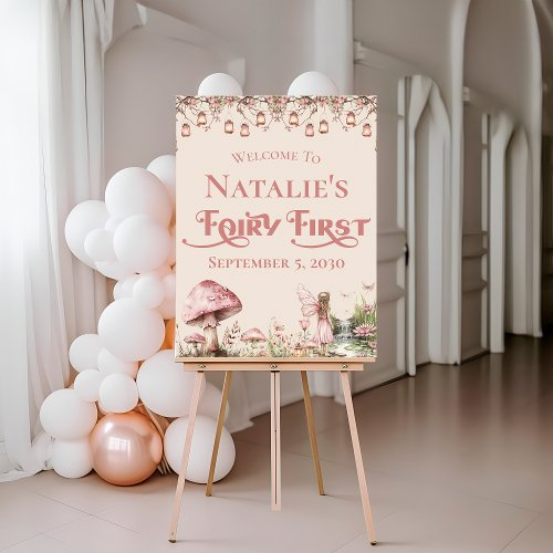 Fairy First Theme Girls 1st Birthday Welcome Sign