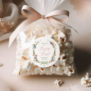 Fairy First Vintage Floral Birthday Classic Round Sticker