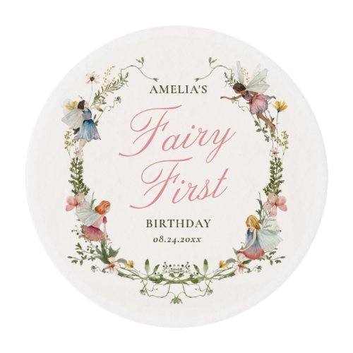 Fairy First Vintage Floral Birthday Edible Frosting Rounds