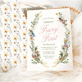 Fairy First Vintage Floral Birthday Invitation