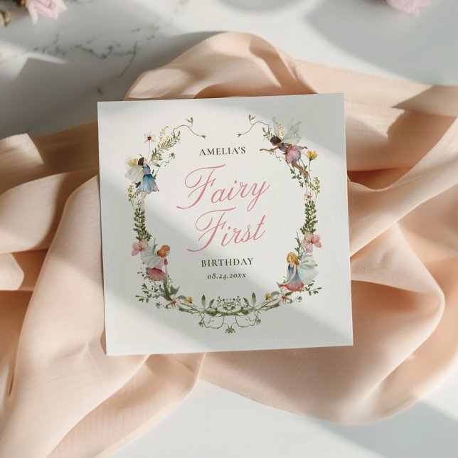 Fairy First Vintage Floral Birthday Napkins (Creator Uploaded)