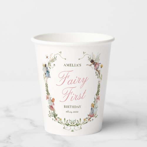 Fairy First Vintage Floral Birthday Paper Cups