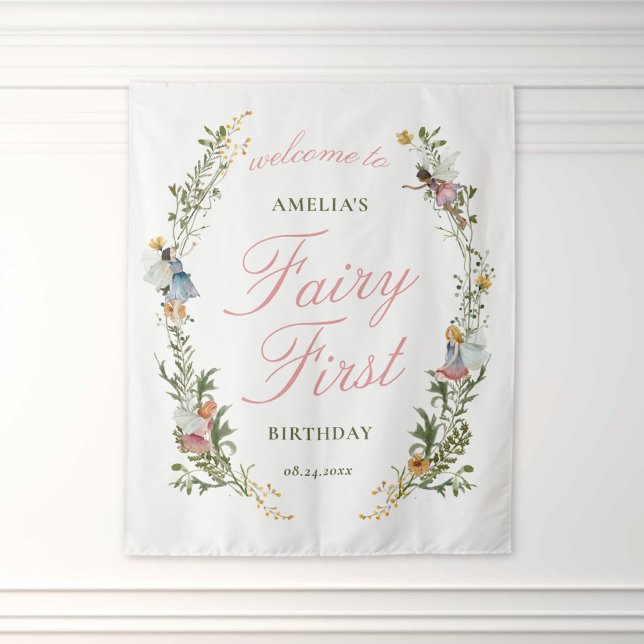 Fairy First Vintage Floral Birthday Welcome Tapestry (Creator Uploaded)