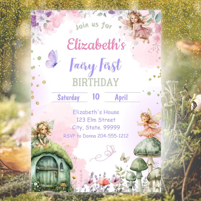 Fairy First Whimsical Birthday Invitation for Girl (Creator Uploaded)