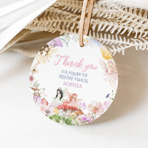 Fairy First Whimsical Birthday Party Round Favor Tags