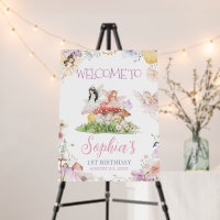 Fairy First Whimsical Birthday Party Welcome Sign