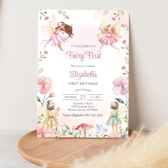 Fairy First Whimsical Floral 1st Birthday Invitation (Creator Uploaded)