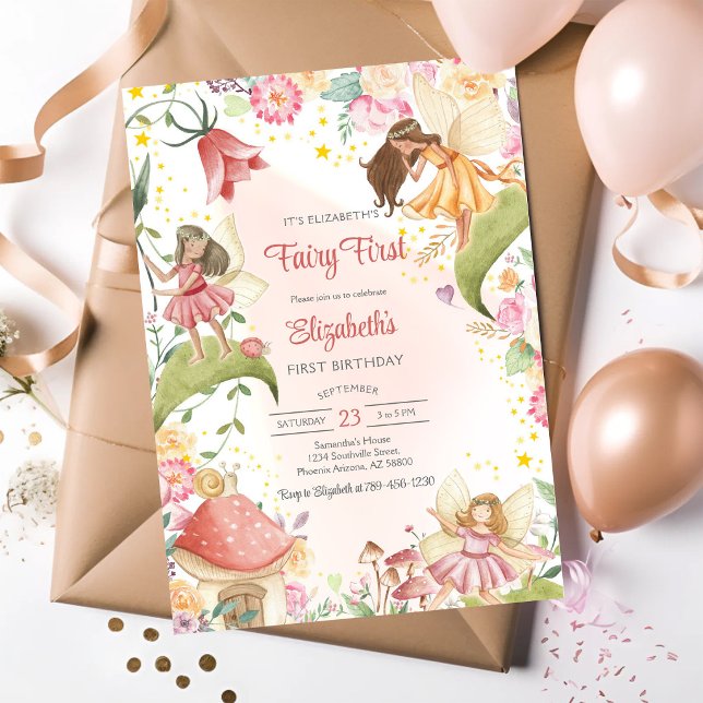 Fairy First Whimsical Floral 1st Birthday Invitation (Creator Uploaded)