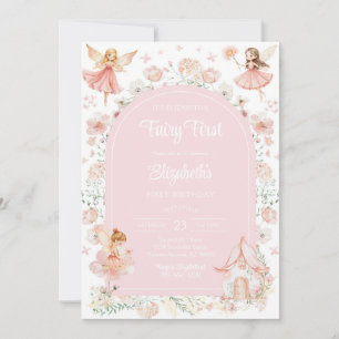Fairy First Whimsical Floral 1st Birthday  Invitation