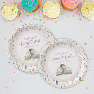 Fairy First Wildflower Whimsical Birthday Party Paper Plates