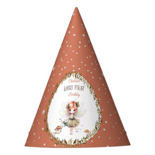 Fairy First Woodland Animals Mushroom 1st Birthday Party Hat