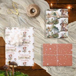 Fairy First Woodland Animals Mushroom 1st Birthday Wrapping Paper Sheets