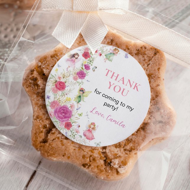 Fairy Floral Birthday Classic Round Sticker (Creator Uploaded)