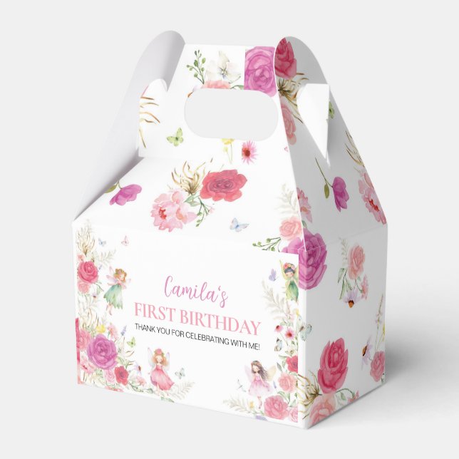 Fairy Floral First Birthday Favor Box (Front Side)
