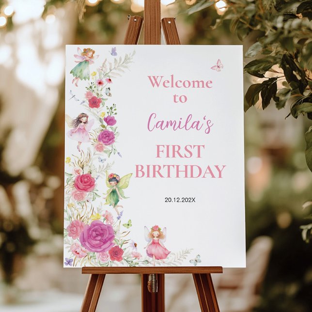 Fairy Floral First Birthday Welcome Sign (Creator Uploaded)