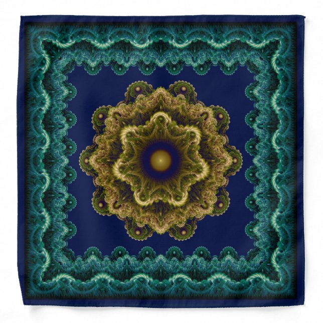 Fairy floral framed fractal pattern bandana (Front)