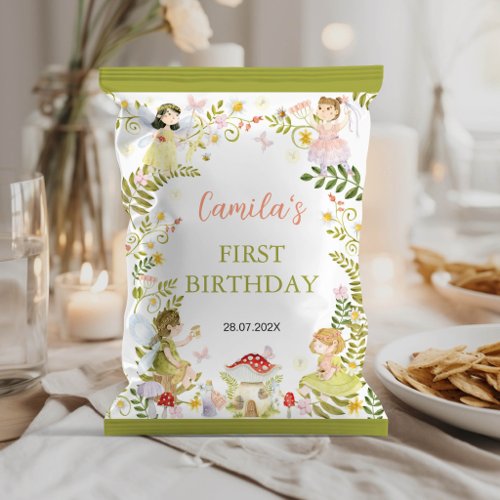 Fairy Floral Garden Birthday Chip Bag Wrapper