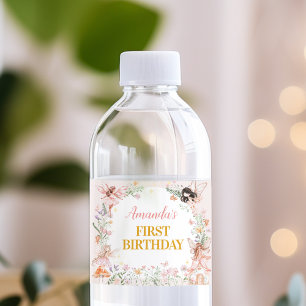 Fairy Floral Garden Birthday Water Bottle Label