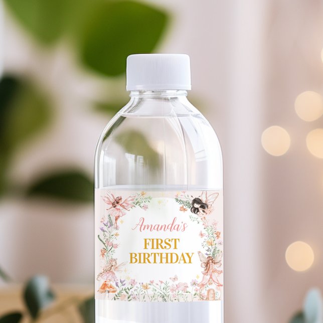 Fairy Floral Garden Birthday Water Bottle Label (Creator Uploaded)