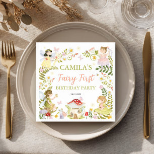 Fairy Floral Garden Butterfly Birthday Party Napkins