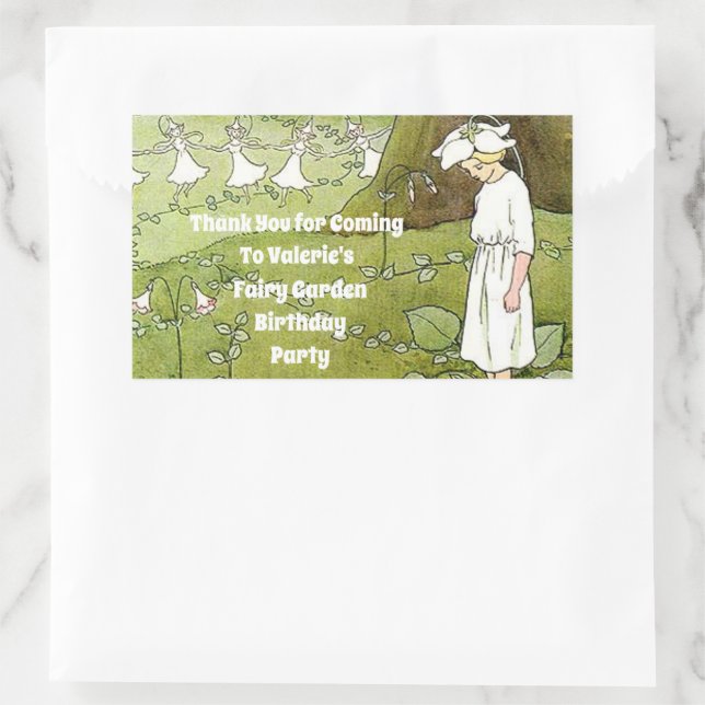 Fairy Floral Garden Enchanted Forest Girl Birthday Rectangular Sticker (Bag)