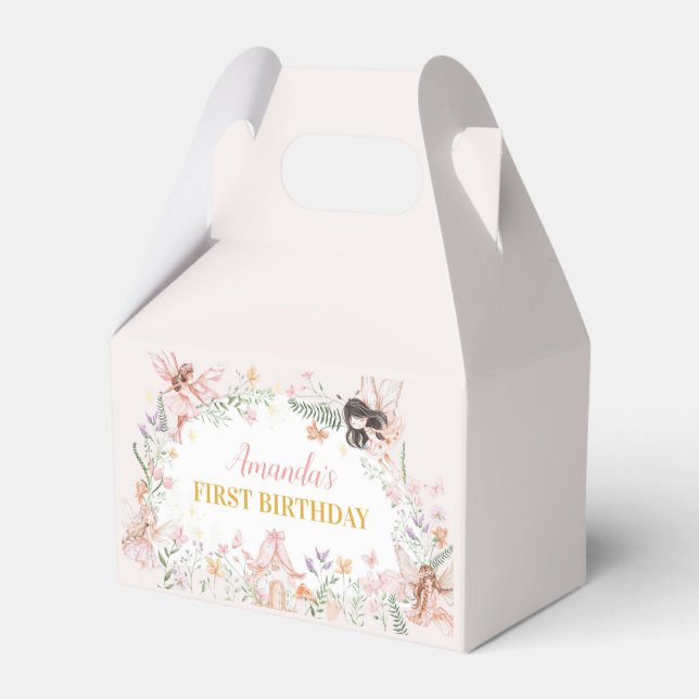 Fairy Floral Garden First Birthday Favor Box (Front Side)