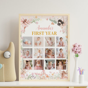 Fairy Floral Garden First Year Photo Milestone Poster