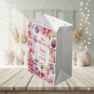 Fairy floral garden kids birthday medium gift bag