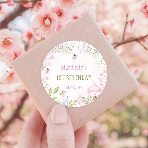 Fairy Floral Girl Birthday Party Classic Round Sticker