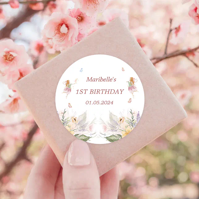 Fairy Floral Girl Birthday Party Classic Round Sticker | Zazzle