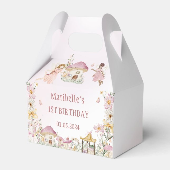 Fairy Floral Girl Birthday Party Favor Boxes (Front Side)