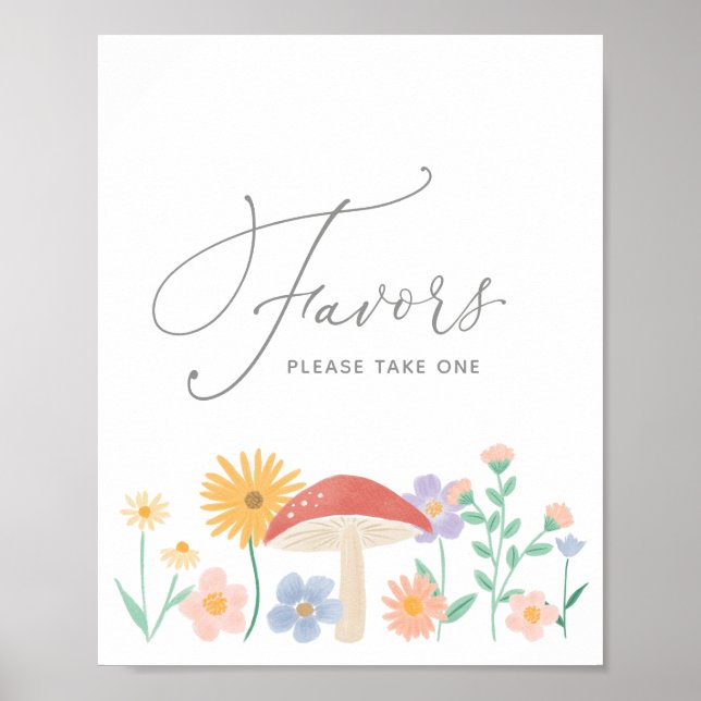 Fairy Floral Girl Birthday Party Favors Sign (Front)