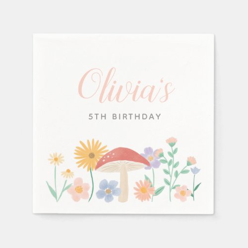 Fairy Floral Girl Birthday Party Napkins