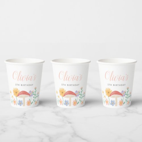 Fairy Floral Girl Birthday Party Paper Cups