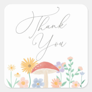 Fairy Floral Girl Birthday Party Square Sticker