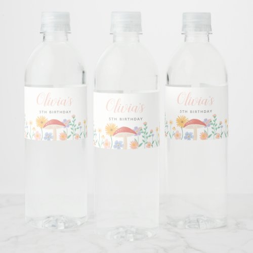 Fairy Floral Girl Birthday Party Water Bottle Label