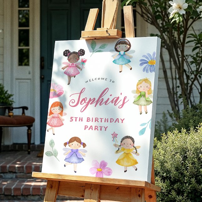 Fairy Floral Girl Birthday Party Welcome Sign (Creator Uploaded)