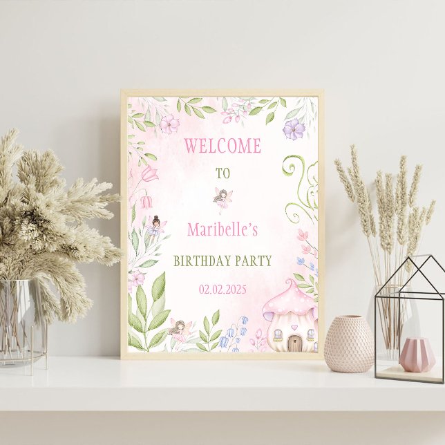 Fairy Floral Girl Birthday Party Welcome Sign (Creator Uploaded)