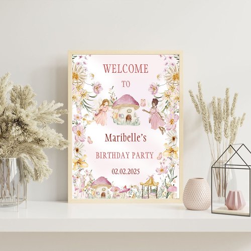 Fairy Floral Girl Birthday Party Welcome Sign