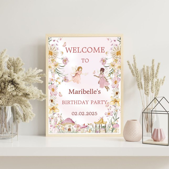 Fairy Floral Girl Birthday Party Welcome Sign (Creator Uploaded)