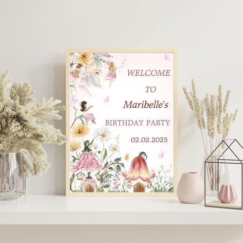 Fairy Floral Girl Birthday Party Welcome Sign