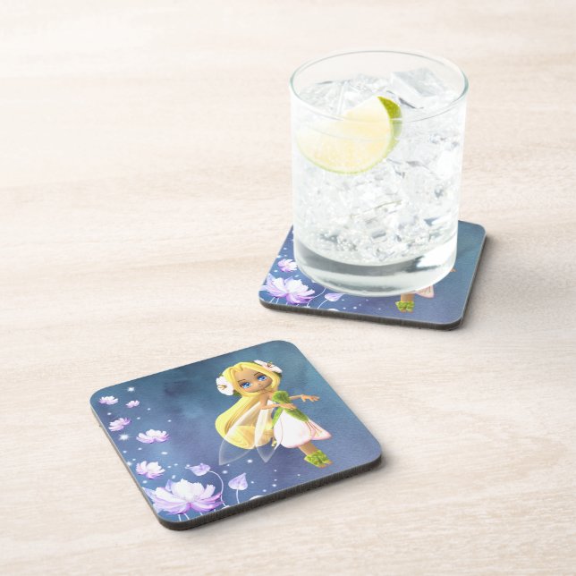 Fairy Floral Hard plastic coaster (Right Side)
